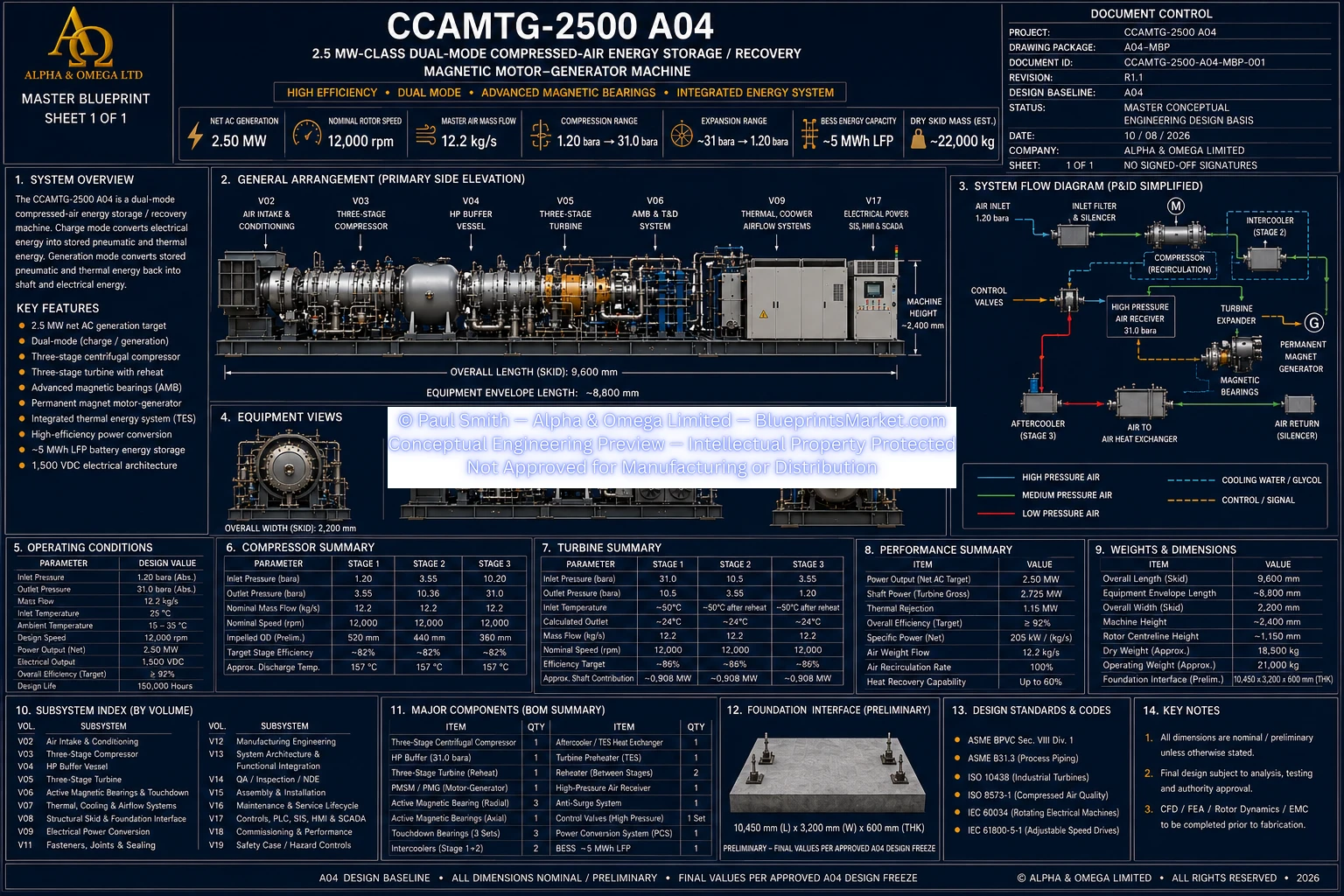 CCAMTG-2500 A04 Compressed-Air Turbine Generator master blueprint
