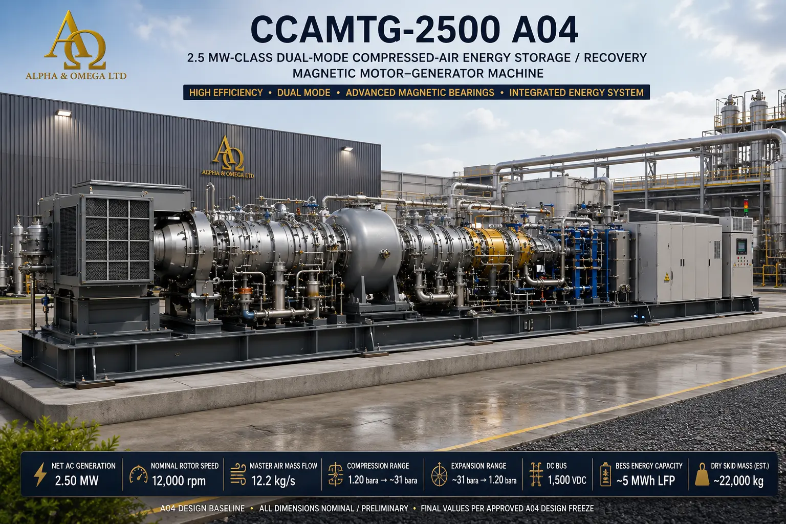 CCAMTG-2500 A04 Compressed-Air Turbine Generator conceptual engineering system