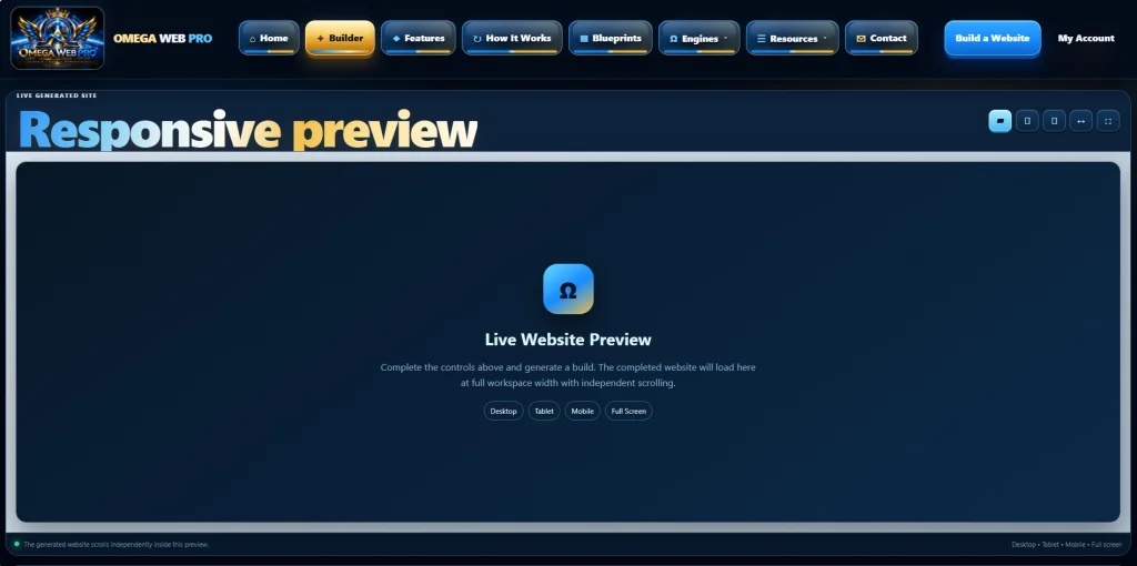 Omega Web Pro responsive website preview
