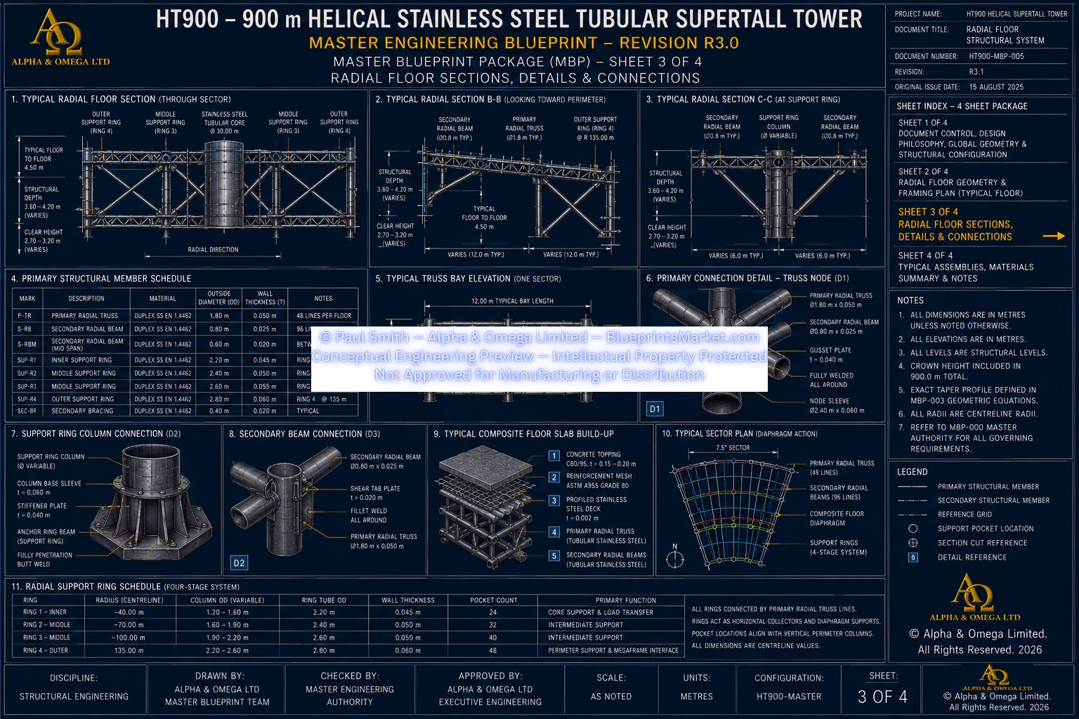 HT900 Radial Floor Structural System Sheet 3 R3.0